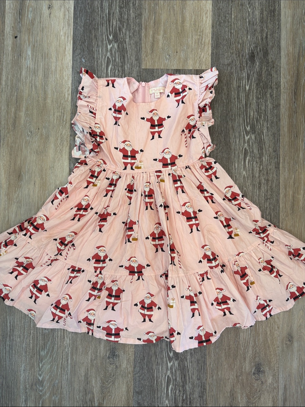 Pink Chicken Pink Santa Ruffle Sleeve Dress